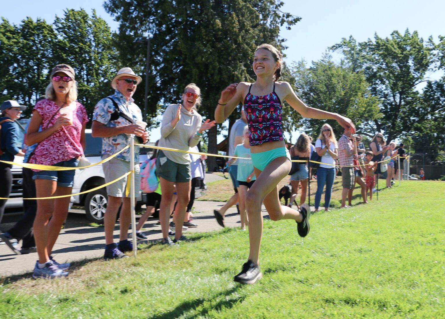 Sophia Gage sprints to the finish line