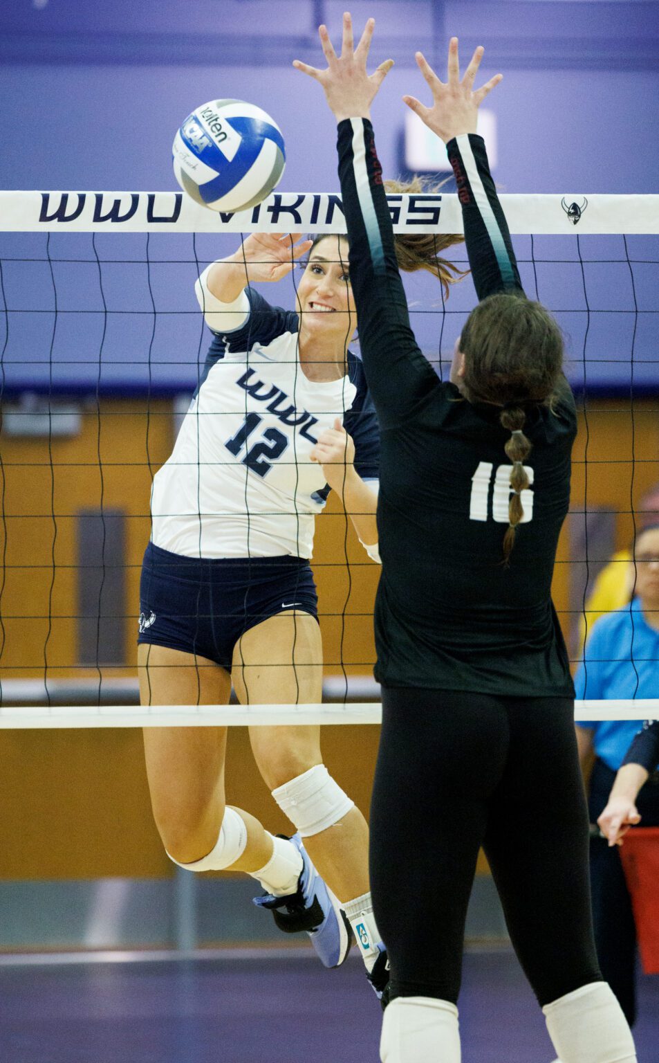 Western Washington University's Chloe Roetcisoender gets a kill in the fourth game as Western beat Central Washington University 3-1 in sets on Sept. 29.