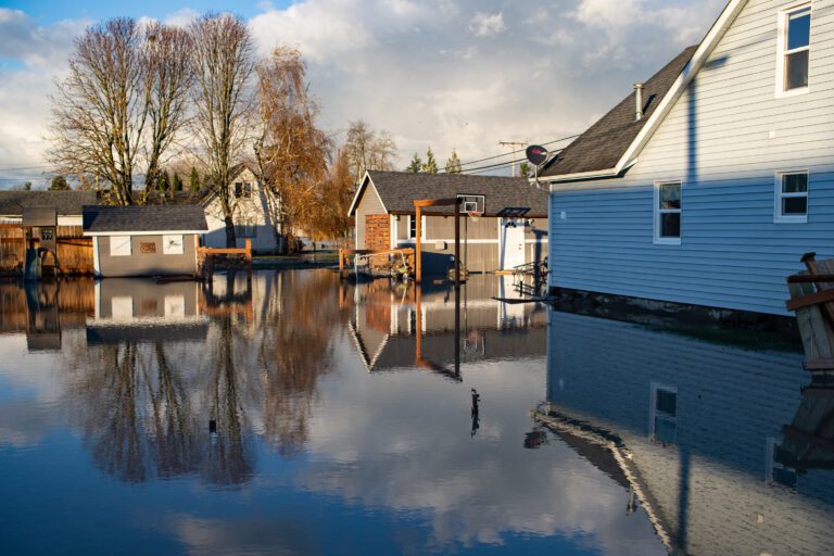 A residential property in Sumas is inundated by floodwaters on Nov. 16