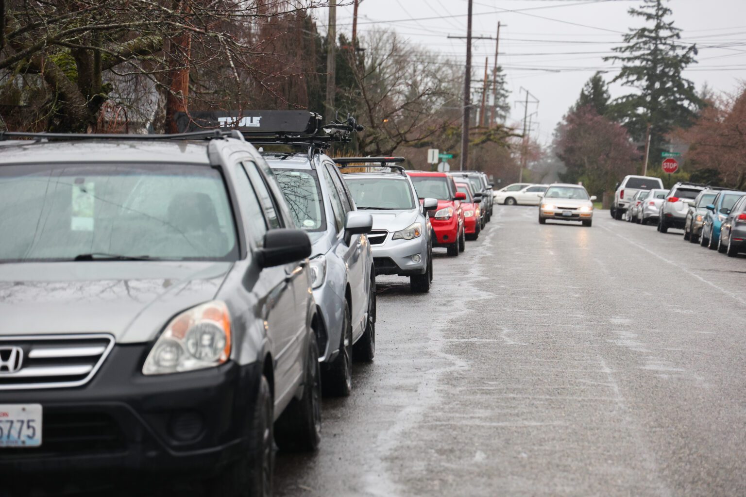 Parked cars line Humboldt Street March 17 in Bellingham's York neighborhood. Vehicle thefts have increased sharply in York and the rest of Bellingham since early 2021.