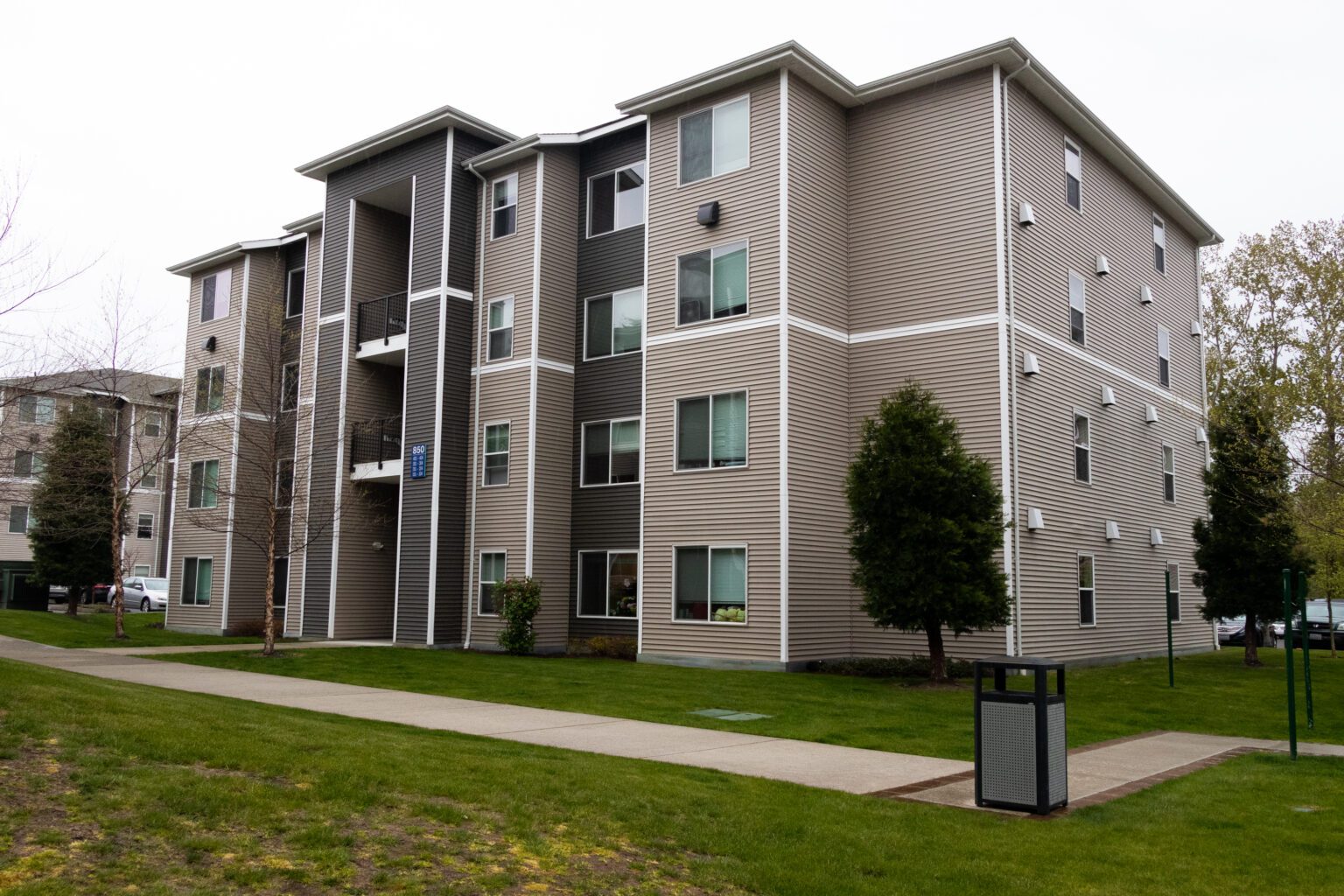 Building 850 at the Lark Bellingham apartment complex where a gun was fired during a fight on April 23.