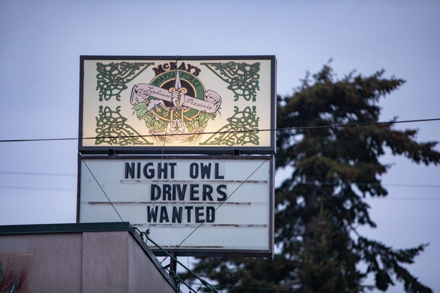 McKay's Taphouse and Pizzeria advertises for late-night delivery drivers. When asked about their hopes and expectations for 2023