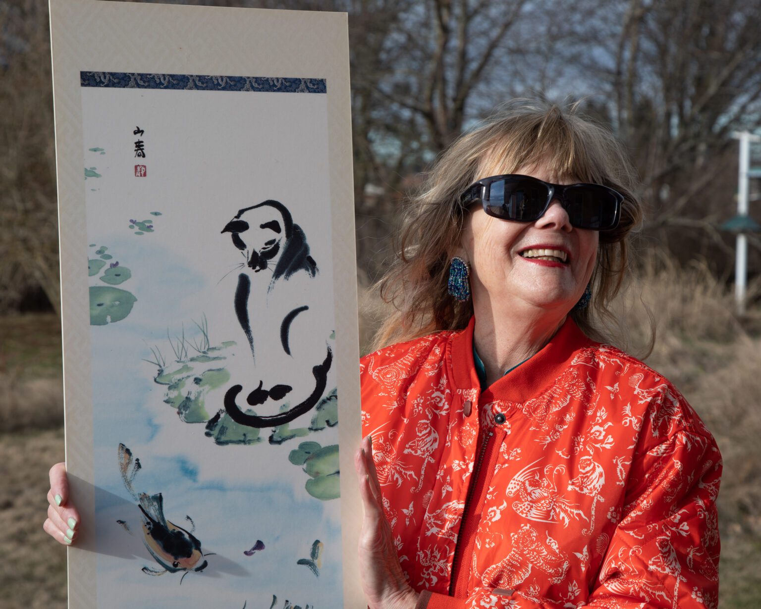 Marla Morrow holds one of her favorite pieces of Japanese art which will be featured at the Ferndale Cherry Blossom Festival. Morrow organized the annual festival for the first time in 2014.