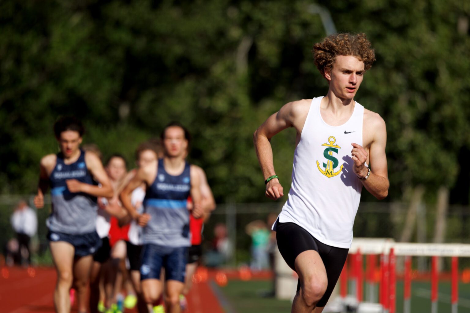 Sehome's Zack Munson finds himself far in front of the pack May 10 during the boys 1