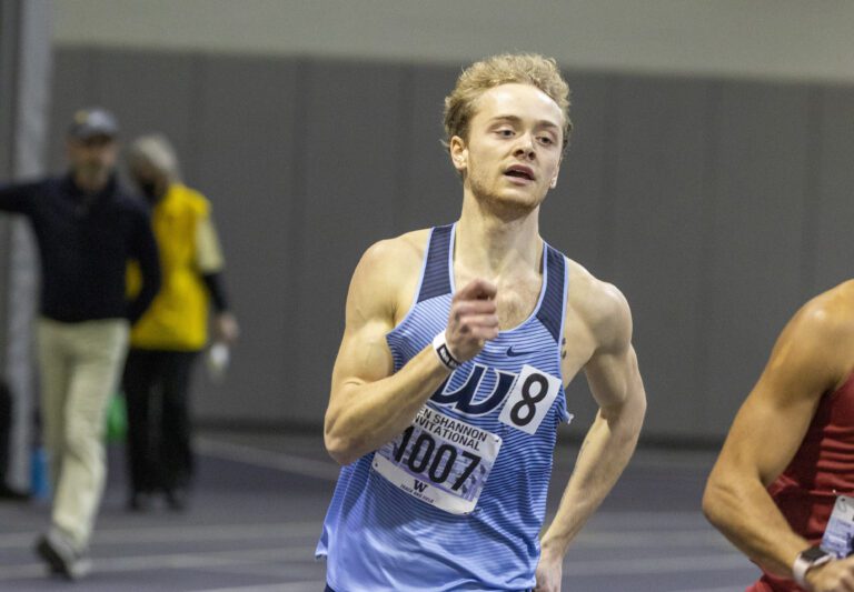 Western Washington University's Drew Weber competes in the 800-meter run Feb. 25 at the Ken Shannon Last Chance Invite at Dempsey Indoor in Seattle. Weber broke the Viking men's indoor 800-meter record at the meet