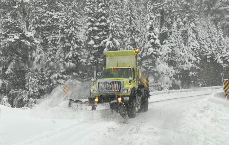Snow fell over the weekend along state Route 542