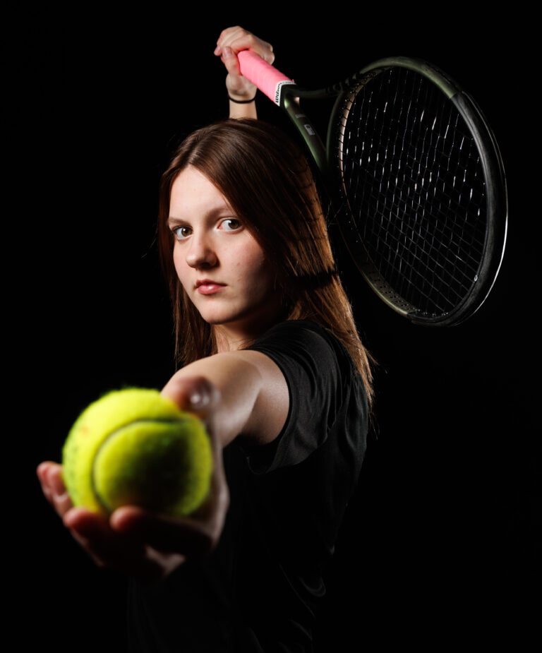 Bellingham girls tennis player Lowa Gresham poses for a portrait.