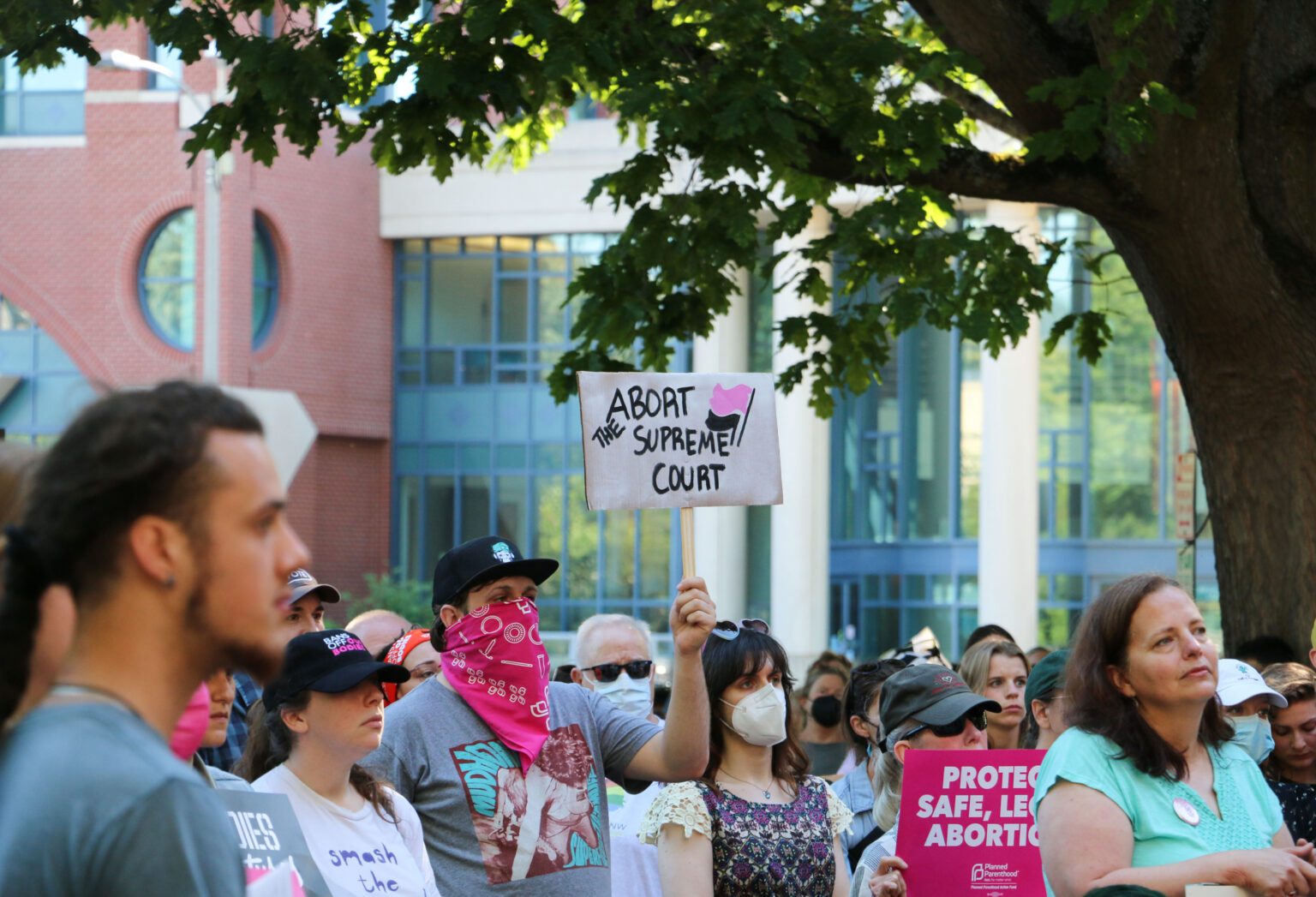 Hundreds gathered outside Bellingham City Hall for a Bans Off Our Bodies rally following the U.S. Supreme Court's overturn of Roe v. Wade on June 24. Mt. Baker Planned Parenthood and Indivisible Bellingham organized the Friday evening rally