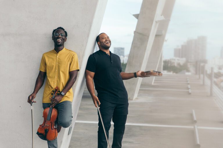Wil Baptiste (left) and Kev Marcus of Black Violin merge classical music and hip-hop for a sound that defies categorization.