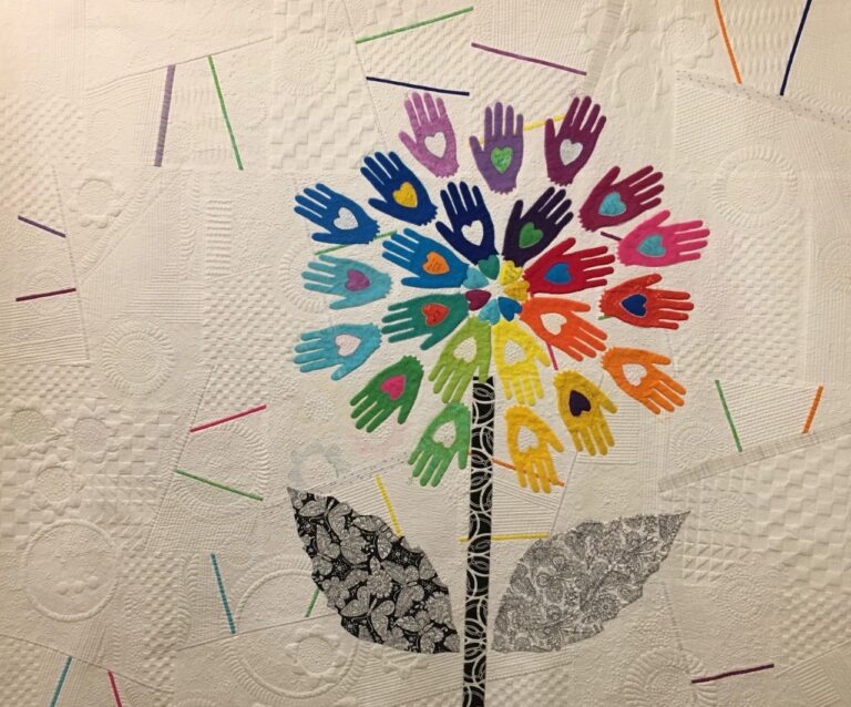 See "Friendship Flower" and more works by by Cathy Erickson at the Pacific Northwest Quilt & Fiber Arts Museum in La Conner through March 27.