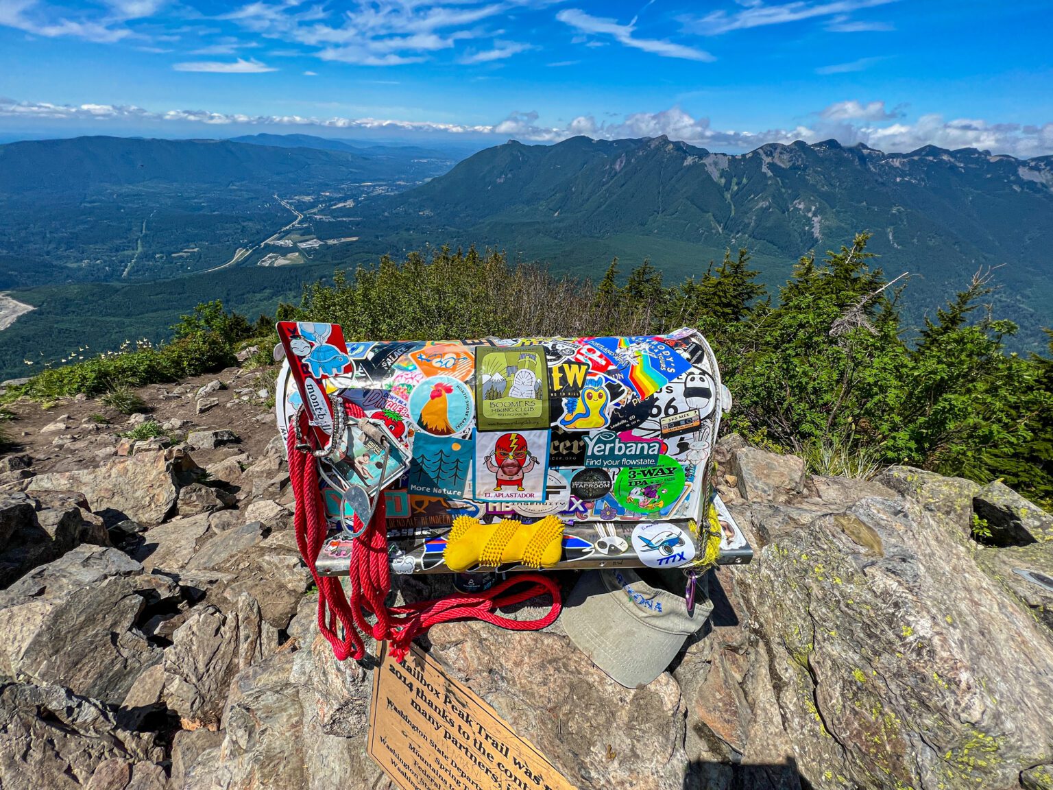 The famed mailbox is the prime attraction on an 11.4-mile hike.  Seattle postal carrier Carl Heine lugged the original mailbox to the top in 1960 as a makeshift registry.