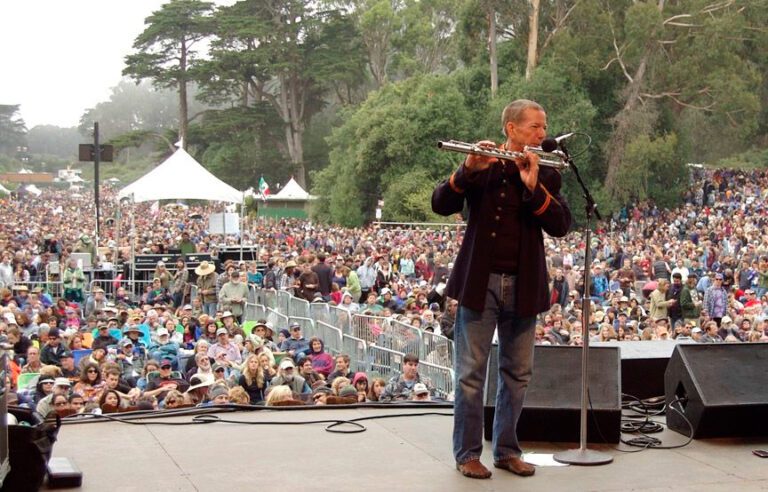 Bellingham-based flutist Matt Eakle performs with the David Grisman Quintet at the Hardly Strictly Bluegrass Fest in San Francisco. On Saturday