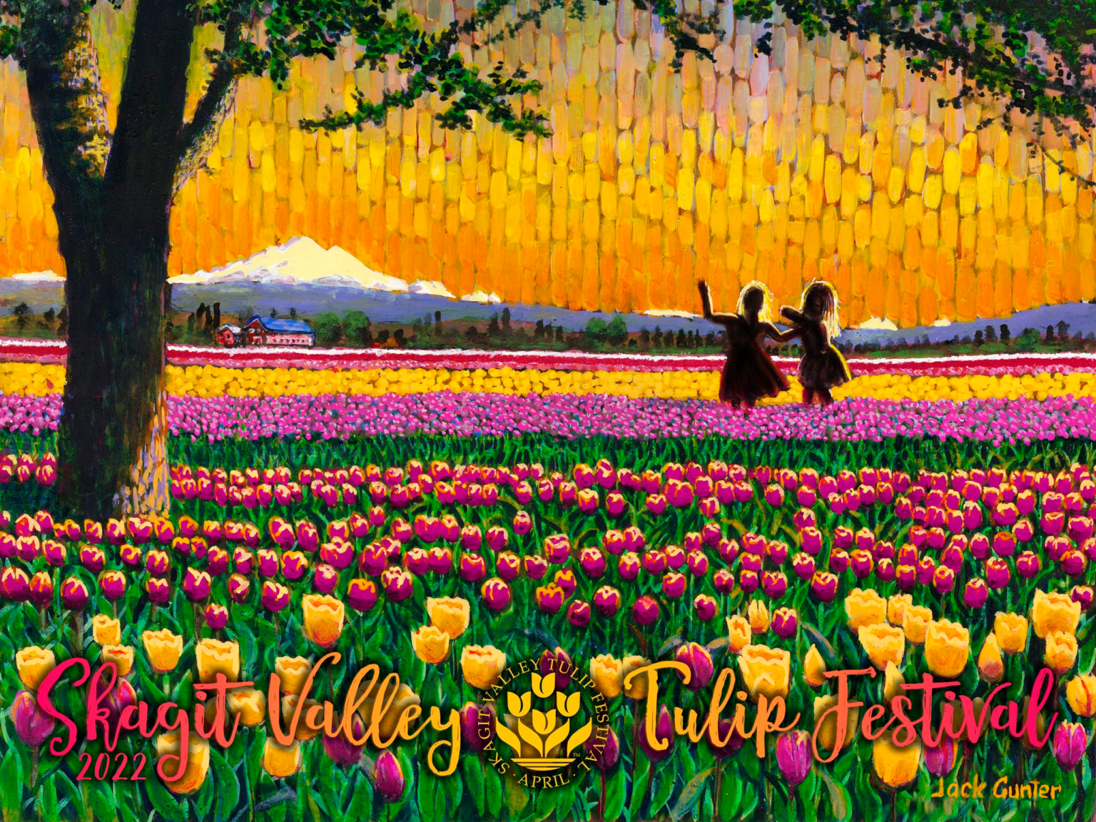 Painter Jack Gunter created the official poster for the 2022 Skagit Valley Tulip Festival
