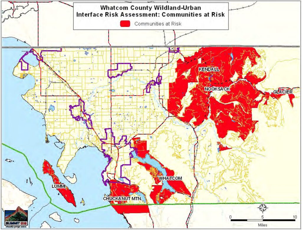 A map of Interface Risk Assessment : Communities at Risk of Whatcom County Wildland-Urban