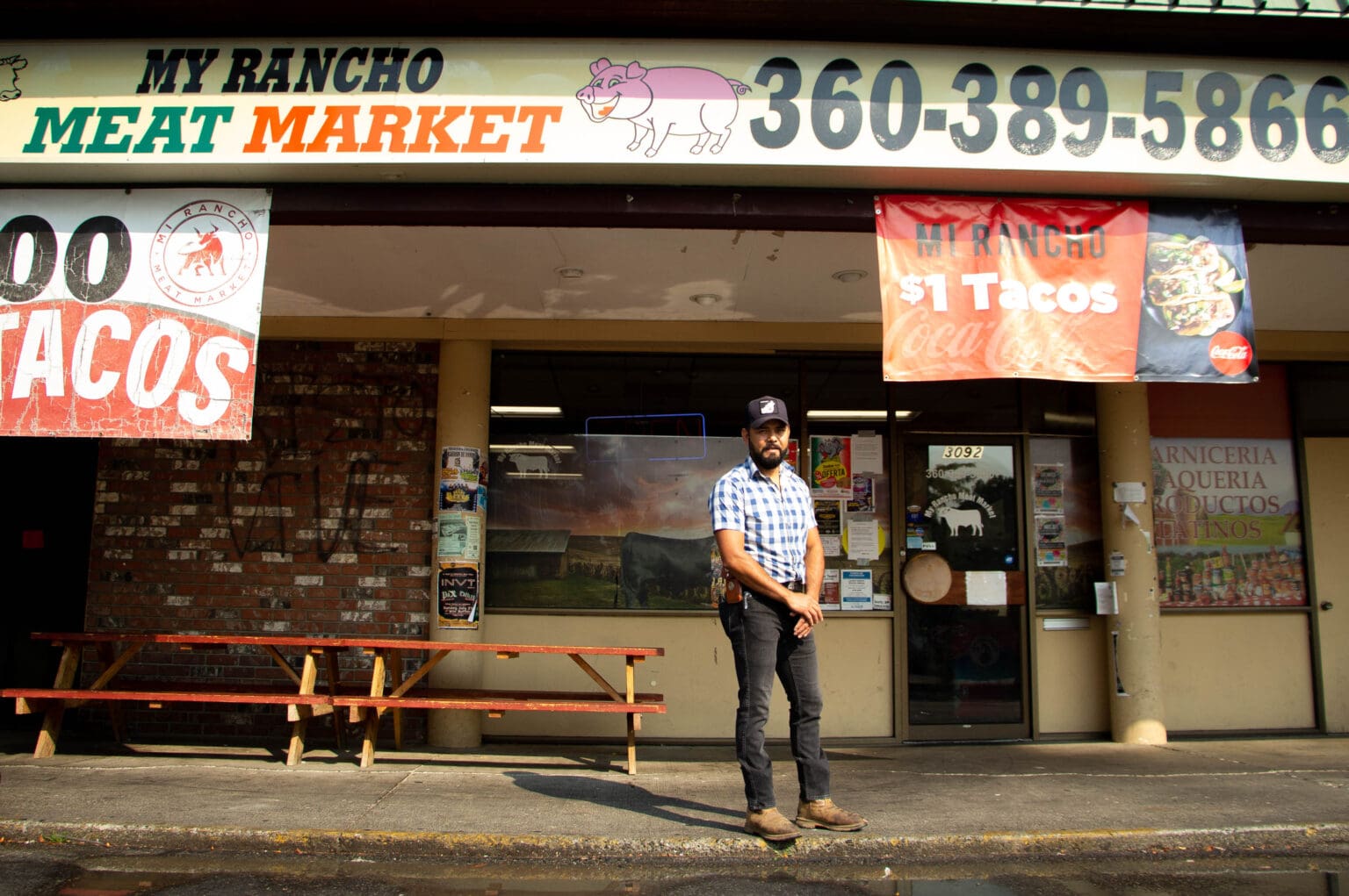 Luis Casillas is the owner of Mi Rancho stands in front of the store.