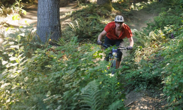 A rider keeps his eyes on the path July 15 during the Galbraith Mountain Enduro race. The Bellingham Off-Road Triathlon on Sunday