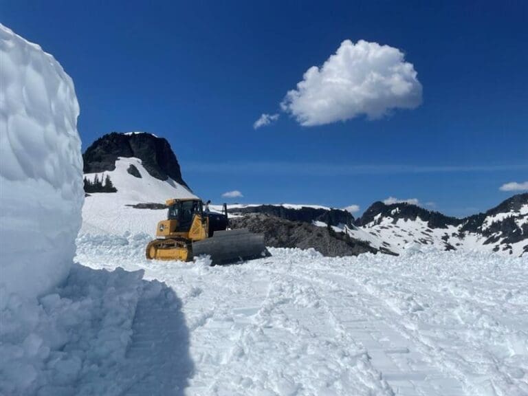 Crews work to clear the final miles of Mount Baker Highway leading up to Artist Point June 22. The road will "hopefully" be fully cleared by sometime next week