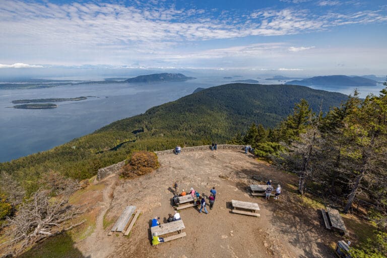 The views from the stone observation tower on top of Mount Constitution are spectacular.