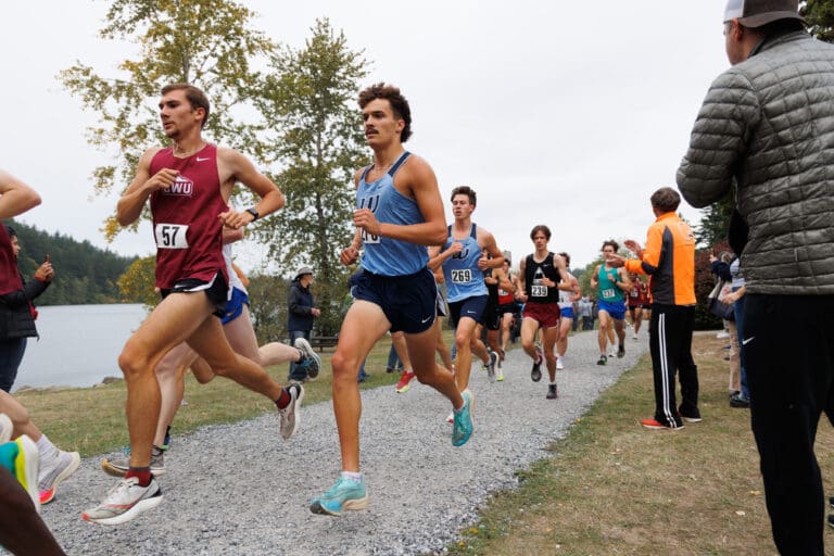 Runners compete in the men's race on Saturday