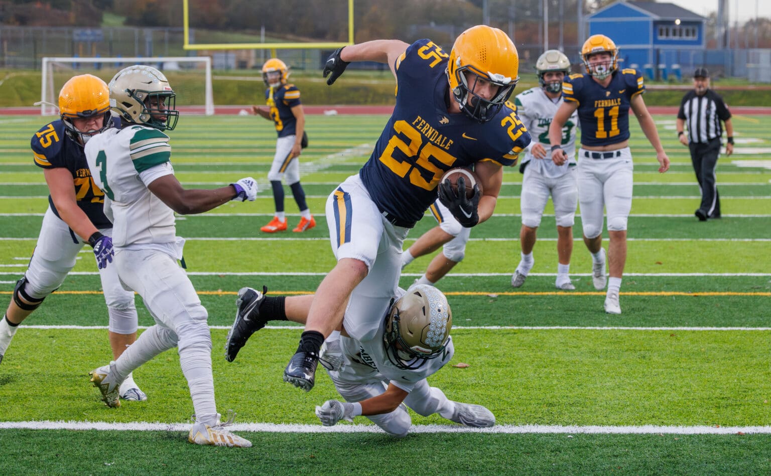 Ferndale’s Conner Walcker leaps in for the touchdown Saturday