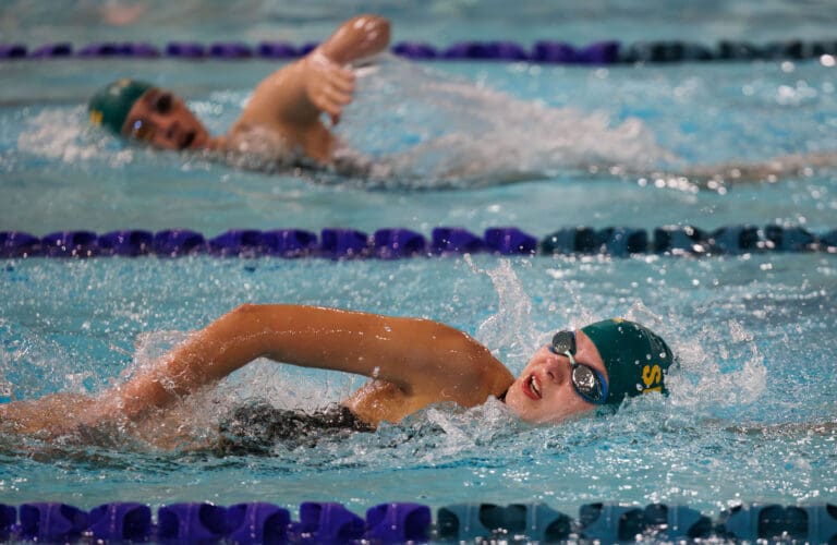 Sehome’s Elsa Ethelbah laps a few swimmers to win the 200-yard freestyle Tuesday