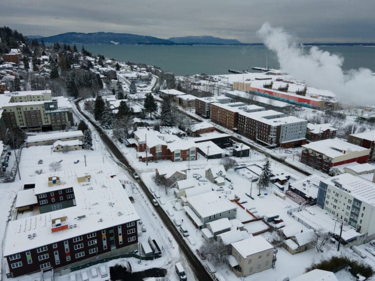 Snow covers downtown Bellingham on Wednesday, Jan. 17.