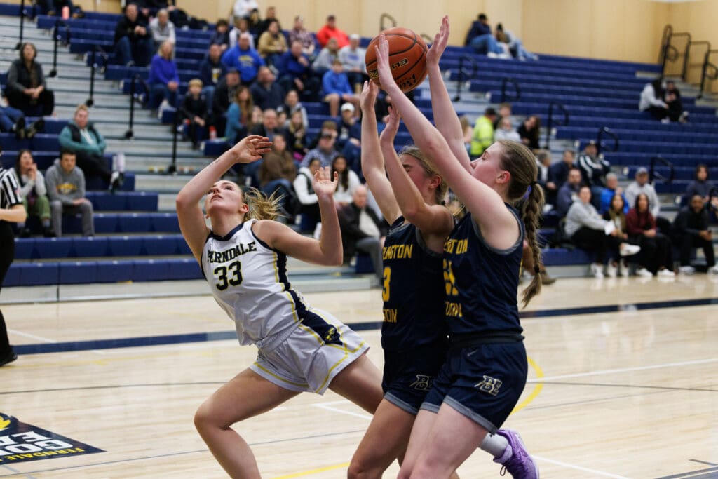 Ferndale's Naomi Stanley is fouled as he goes for the basket.