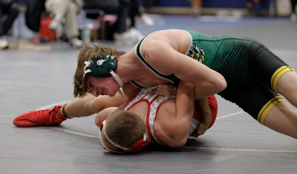 Lynden's Trigg Jorgenson gets his opponent in an arm bar.