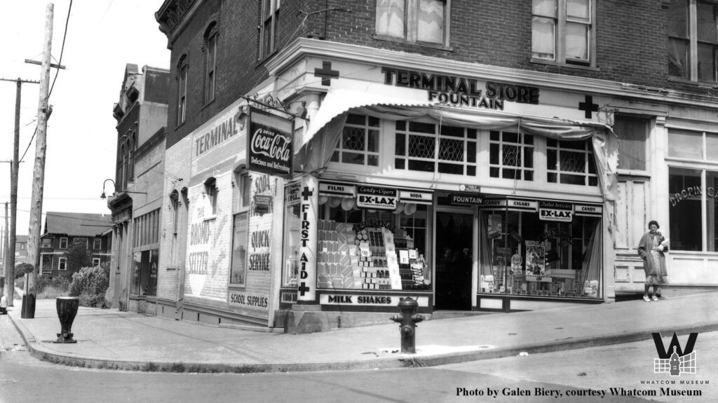 A vintage photo of Will Berthiaume's Terminal Store.