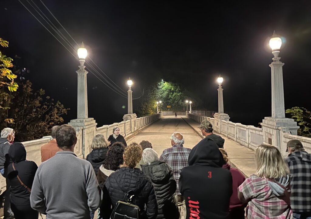 During Concrete Ghost Walks take place during the night but the walkway is lit up by lampposts along the bridge.