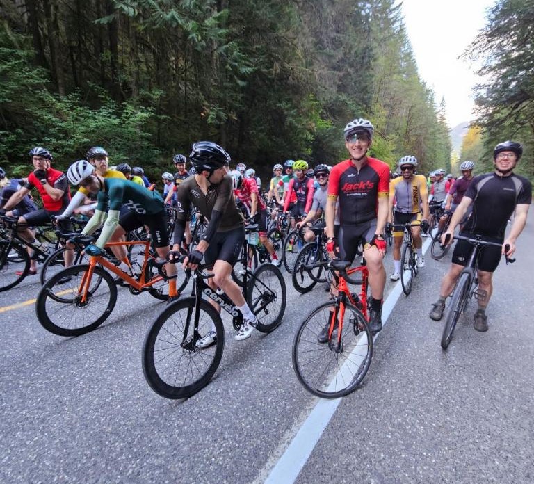 Riders prepare to begin the 2023 Mount Baker Hill Climb Sunday
