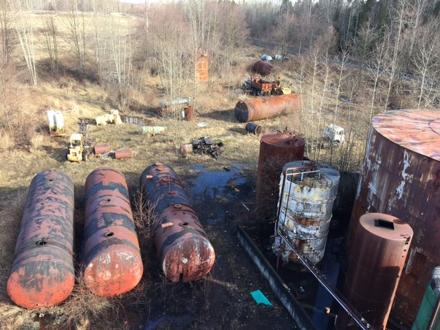 Above-ground storage tanks, containment areas and other structures that were being unlawfully used to store dangerous waste on the Treoil industrial site.