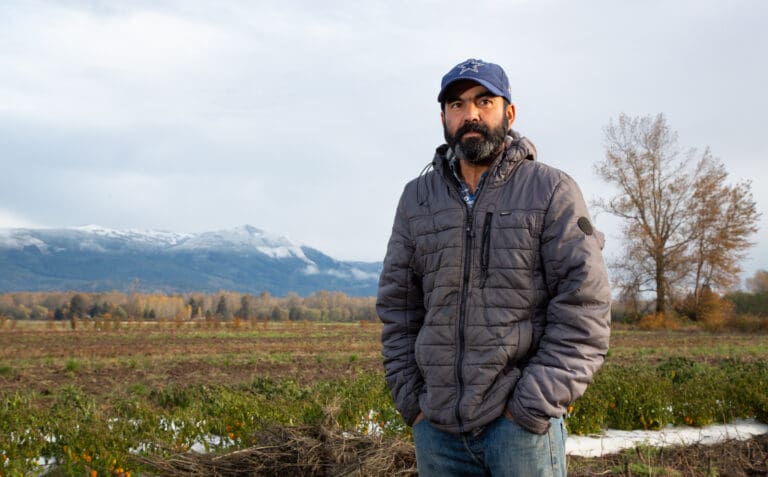 In November 2021, Francisco Farias's 6-acre farm was heavily flooded by the Skagit River.