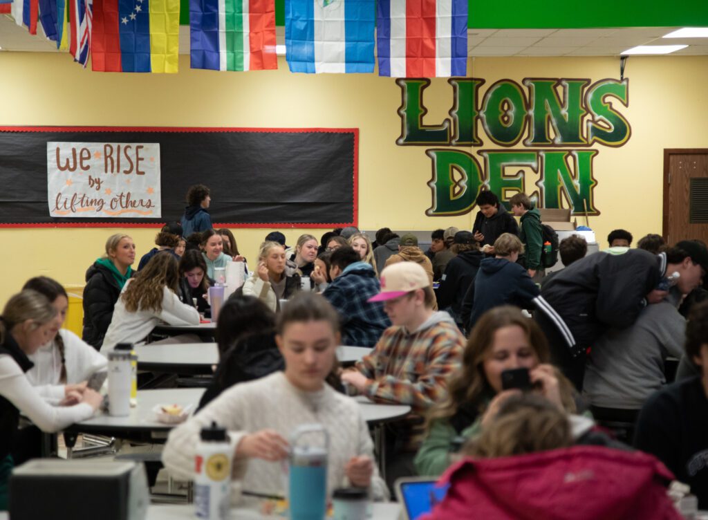 Students crowd into the Lynden High School Cafeteria on Jan. 9 during one of the school's two lunches.The 43-year-old school building is over capacity, and the community has not approved a $157.5 million bond to replace it and renovate other school buildings.