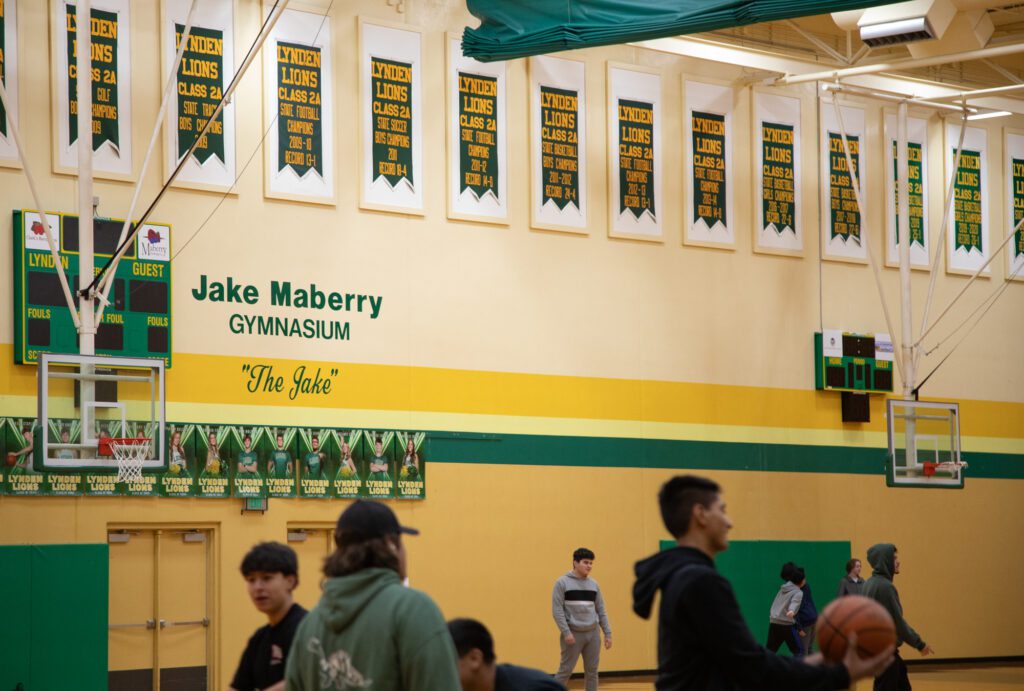 Students play basketball in the beloved Jake Maberry Gymnasium. The gym was slated to receive an upgrade, if the bond had passed.