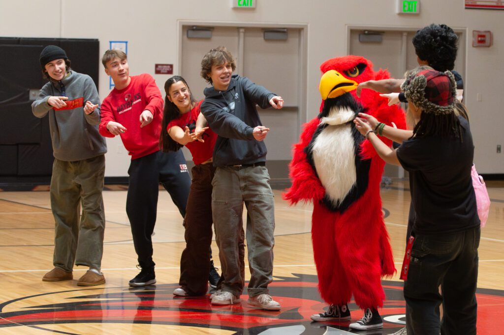 Bellingham High School students participate in a dance competition during halftime.