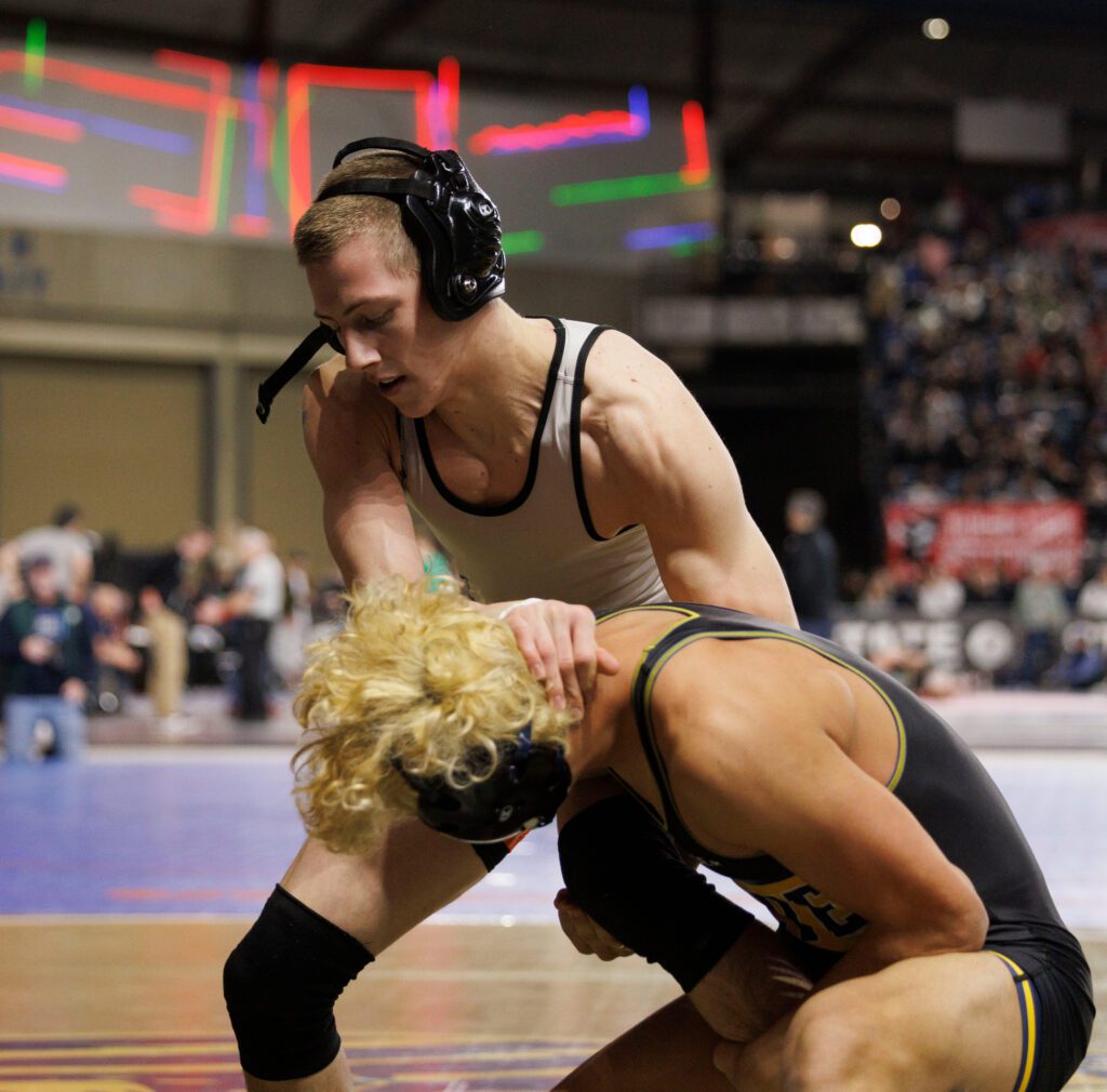 Blaine’s Cal Fitzgerald tries to escape from his opponent.
