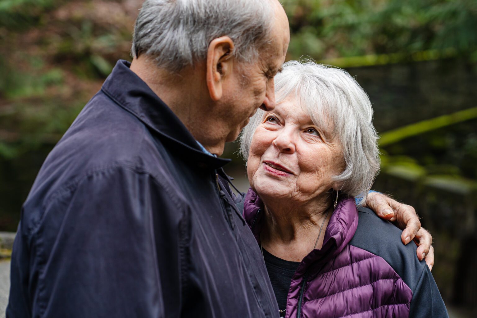 Joan Armstrong, 76, looks at her partner Robert Rome, 78 on Feb. 6 at Whatcom Falls Park. The pair met at the Bellingham Senior Activity Center and have been dating for 10 months.