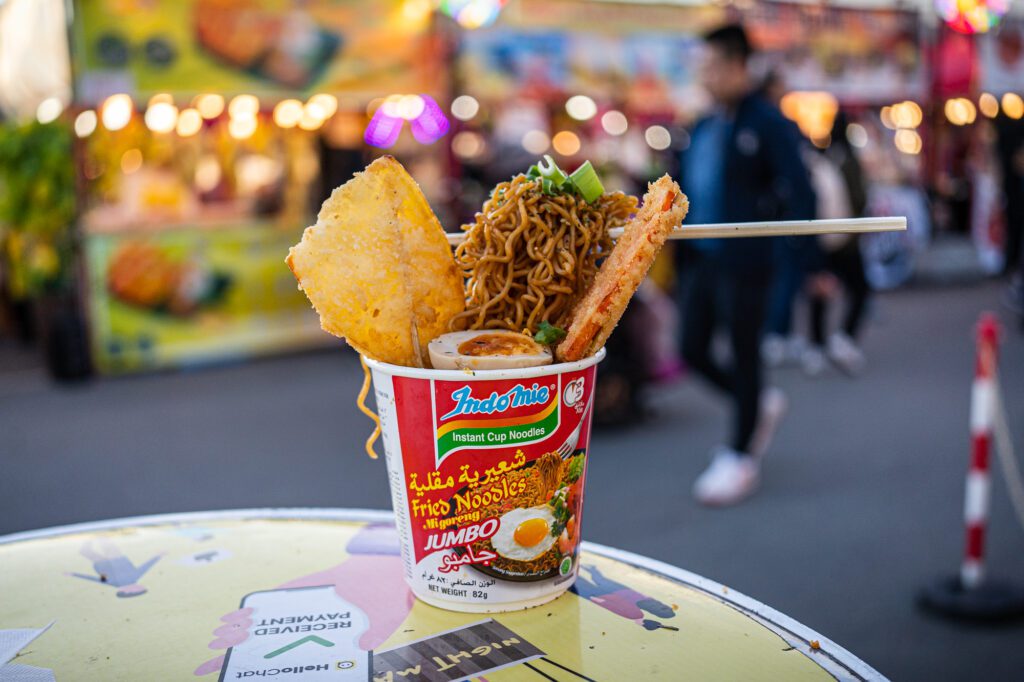 The Flying Cup Noodles from Aloha Boys are among the market's most popular food options.